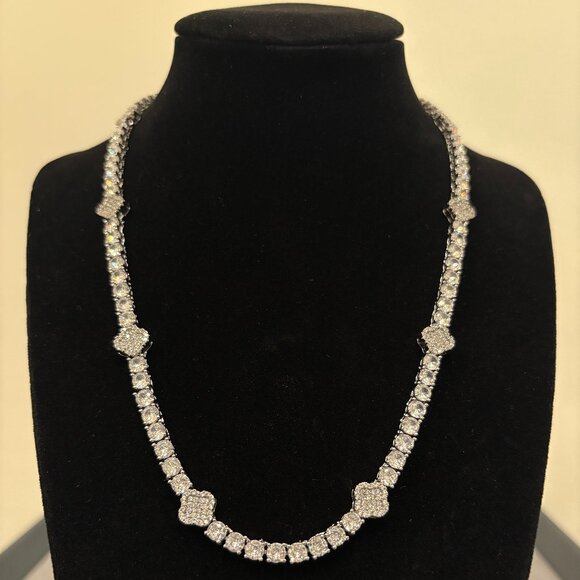 Iced Clover Tennis Chain 5mm - Silver